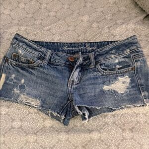 American Eagle Outfitters Distressed Blue Denim Jean Shorts